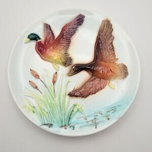 Flying Duck Decorative Plate Made in Japan Vintage Wildlife Wall Plate Mallard